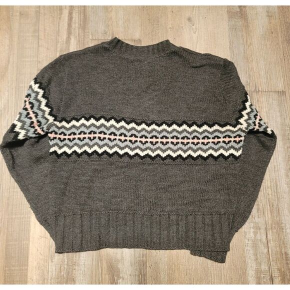 Vintage Its Our Time Medium Juniors Long Sleeves Stripe Knit Sweater Gray - Picture 3 of 7